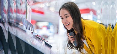 Image of a female interacting online to signify the need for quality content.