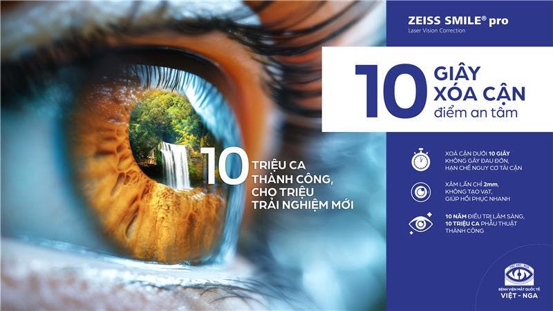 ZEISS SMILE pro ad showing an eye with nature reflected in the pupil