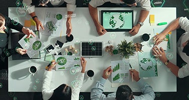 Image of agroup of people discussing sustainability