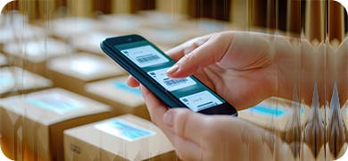 Image of a hand holding a mobile phone to signify the demand for authenticity.