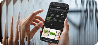 Image depicting a female hand interacting with Generative AI Optimization (GEO).