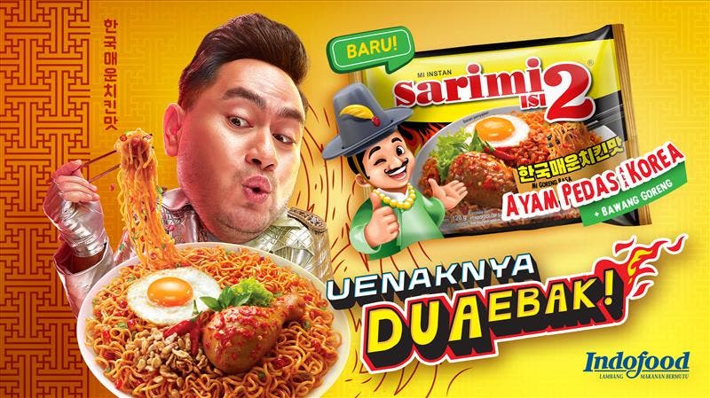 Vibrant packaging of instant noodles that is flavoured Korean Spicy Chicken