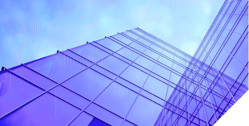 Image: Blue streamlined building reflecting the clear blue skies, symbolizing the seamless and elevated Customer Experience (CX) imperatives.