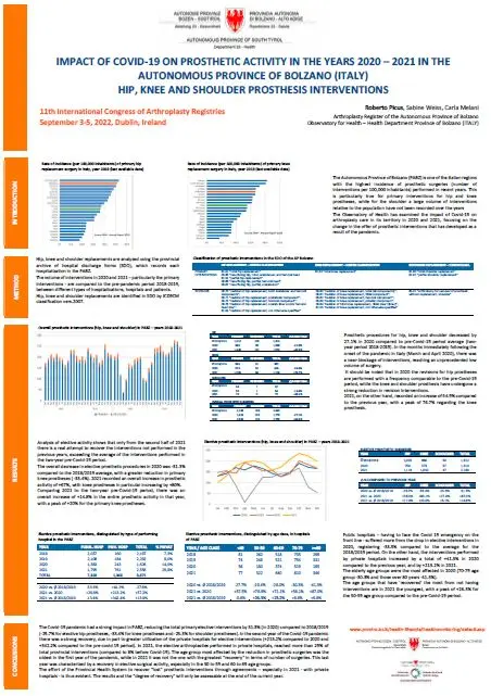 Impact of COVID-19 on prosthetic activity in the years 2020–2021 in the Autonomous Province of Bolzano