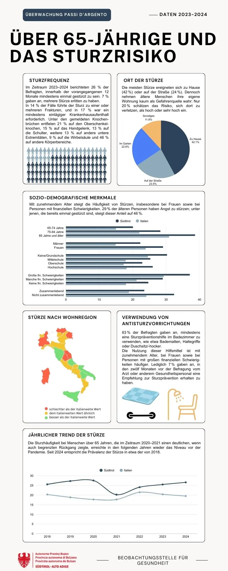 Über 65-Jährige und das Sturzrisiko, Daten 2023-2024