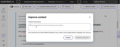 Praktisches Beispiel für die Optimierung von Texten auf dem CMS Kontent.ai mit Assistant AI.