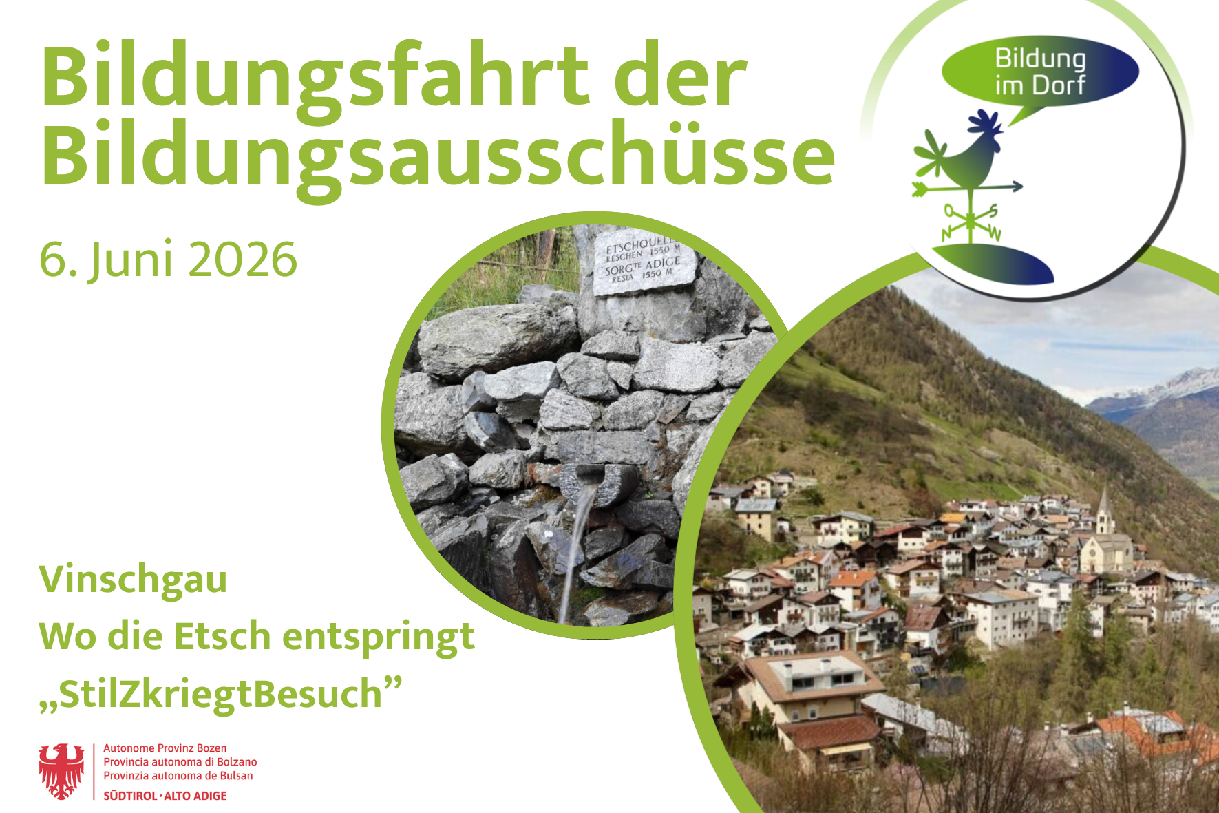 Studienfahrt der Bildungsausschüsse 2026: Vinschgau (Grafik: Amt für Weiterbildung und Sprachen)