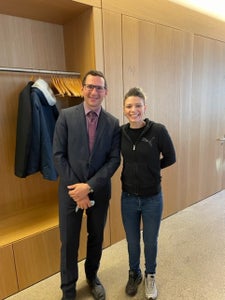 LatteArt Weltmeisterin Manuela Fensore und Emil Oberprantacher, Koordinator der Restaurant und Barmeister.