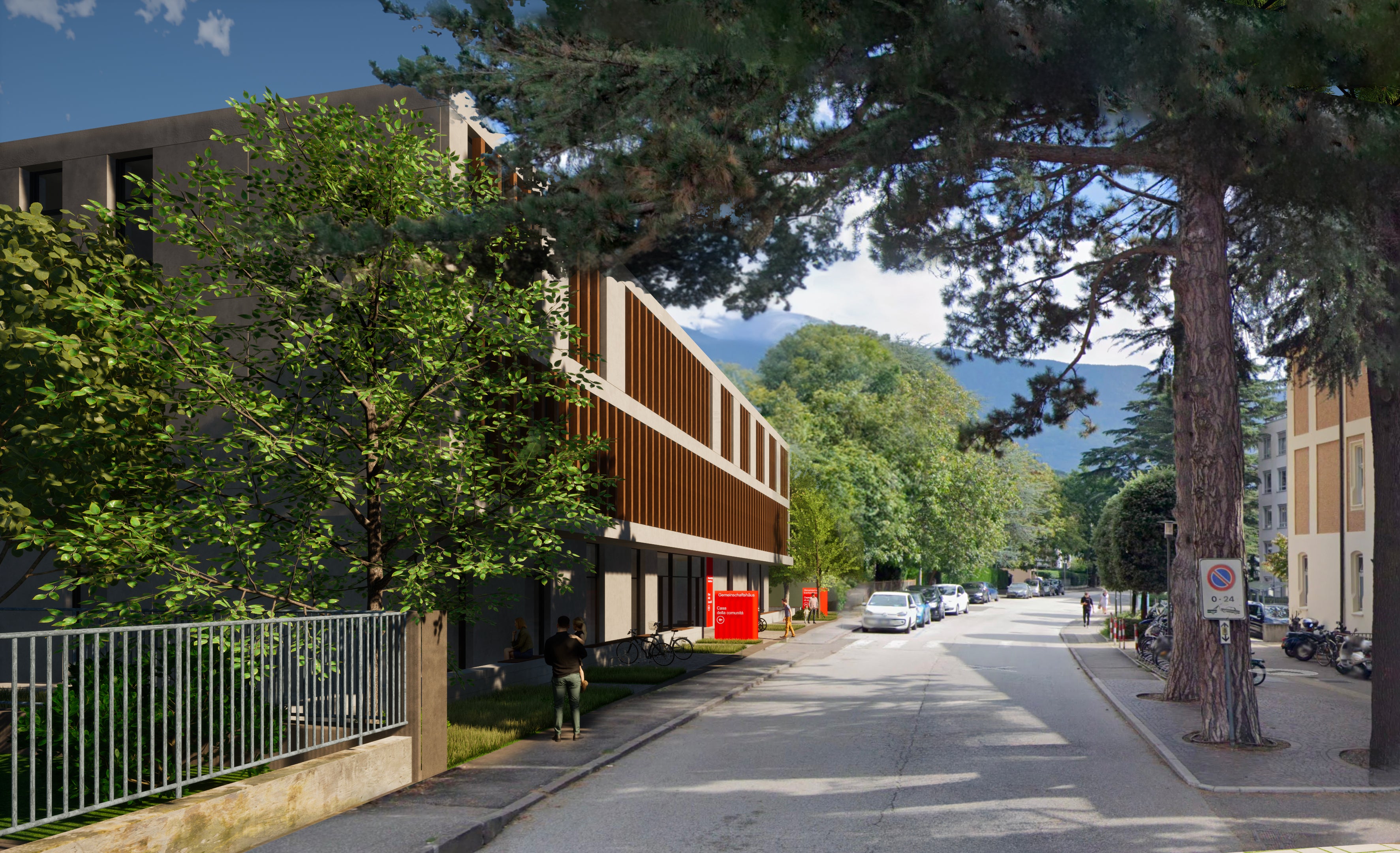 Das neue Gemeinschaftshaus und Gemeinschaftskrankenhaus in der Rossinistraße in Meran