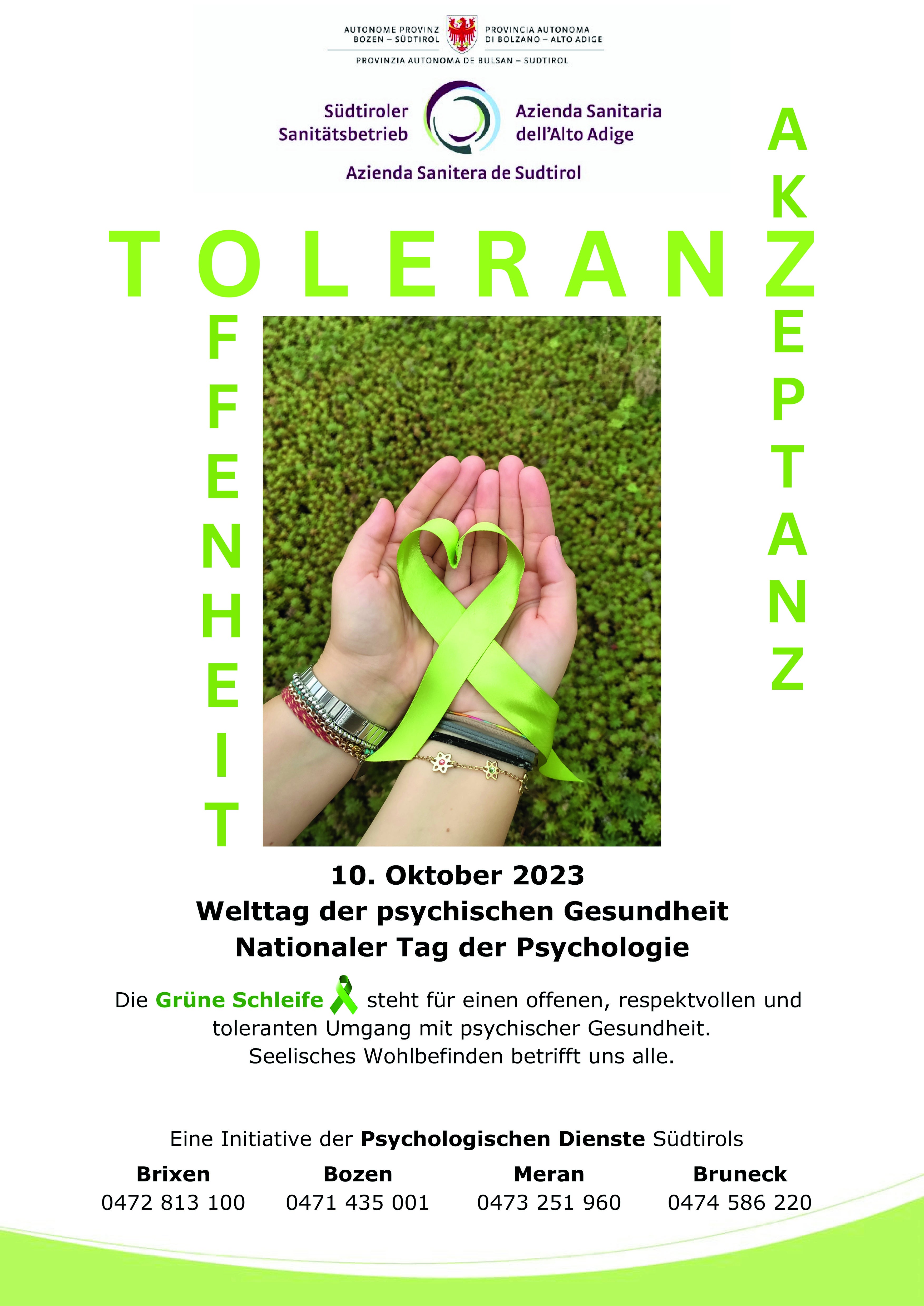 Die grüne Schleife ist das Symbol der psychischen Gesundheit