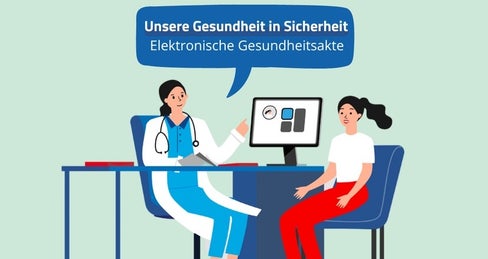 Die Elektronische Gesundheitsakte (EGA) ist ein Onlinedienst, in dem die Daten und medizinischen Dokumente abgerufen werden können (Grafik: LPA)