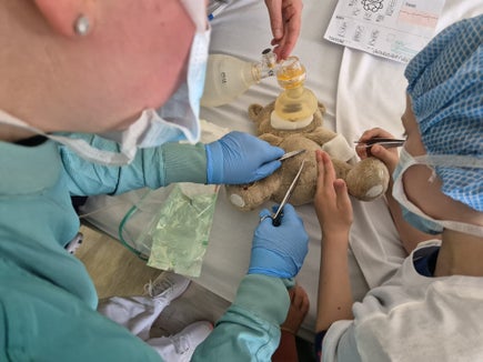 Der Teddy wird operiert.