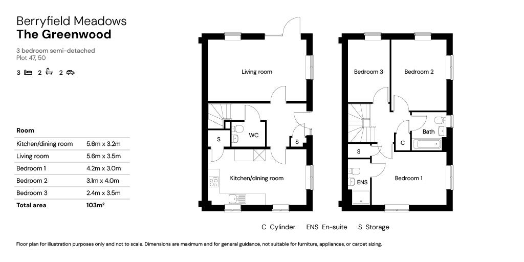 Berryfield Meadows 3 beds floor plans