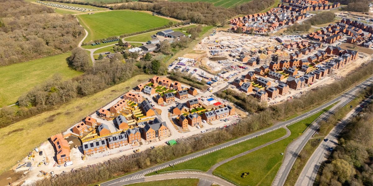 Drone image showing the development