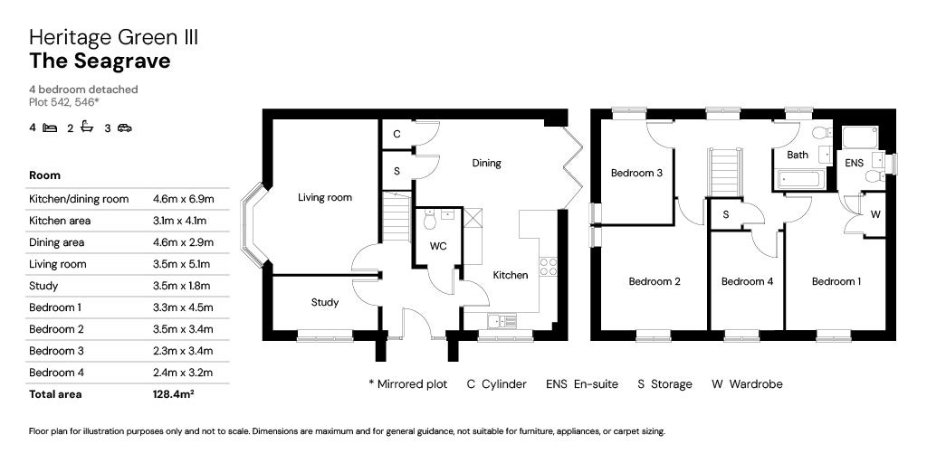 Heritage Green III 4 bed house floor plan - Plots 542 & 546