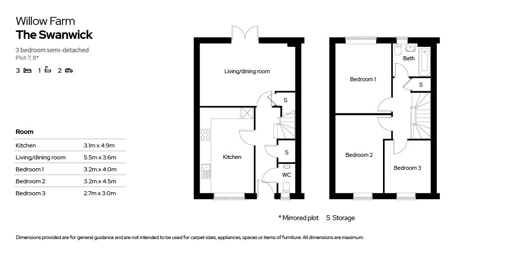 Floor plan for The Swanwick property type at Willow Farm.