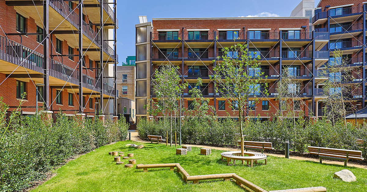The Restorey development & communal garden area