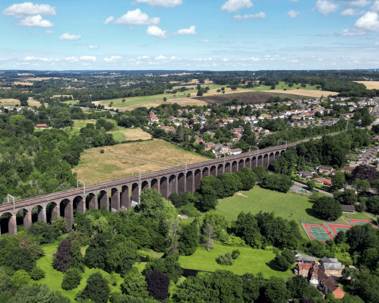 Aerial photo of Digswell Viaduct, Welwyn.