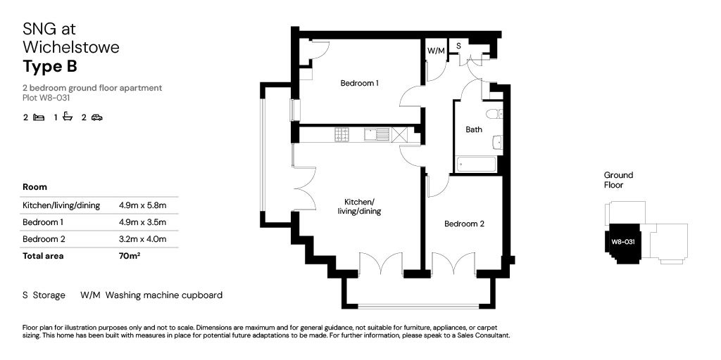 SNG at Wichelstowe - 2 bed Type B floor plan