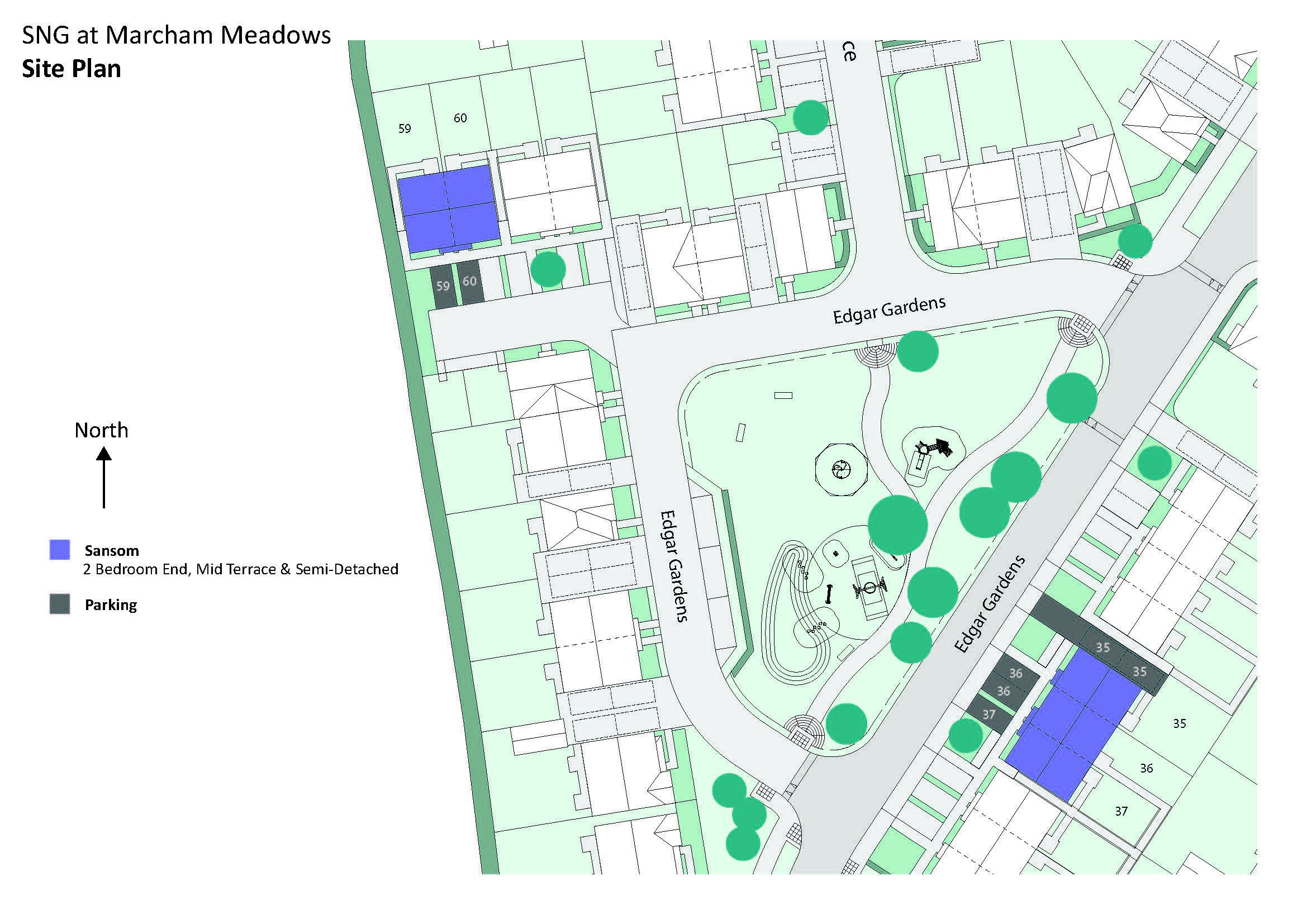 SNG at Marcham Meadows (Plots 35-37) - Site plan