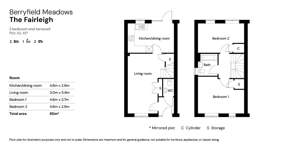 Berryfield Meadows 2 beds floor plans