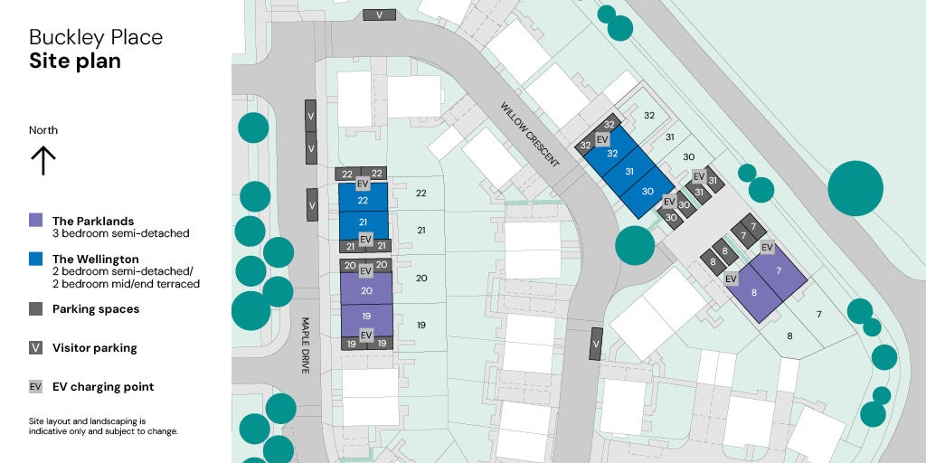 Buckley Place site plan - Plots 7-8, 19-22 & 30-32