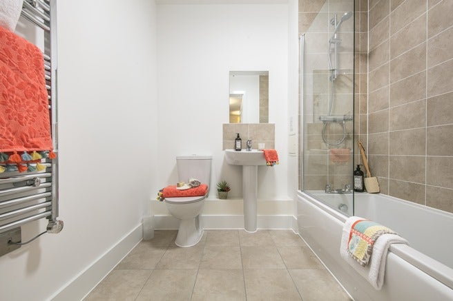 Bathroom in Mortimer Court show apartment