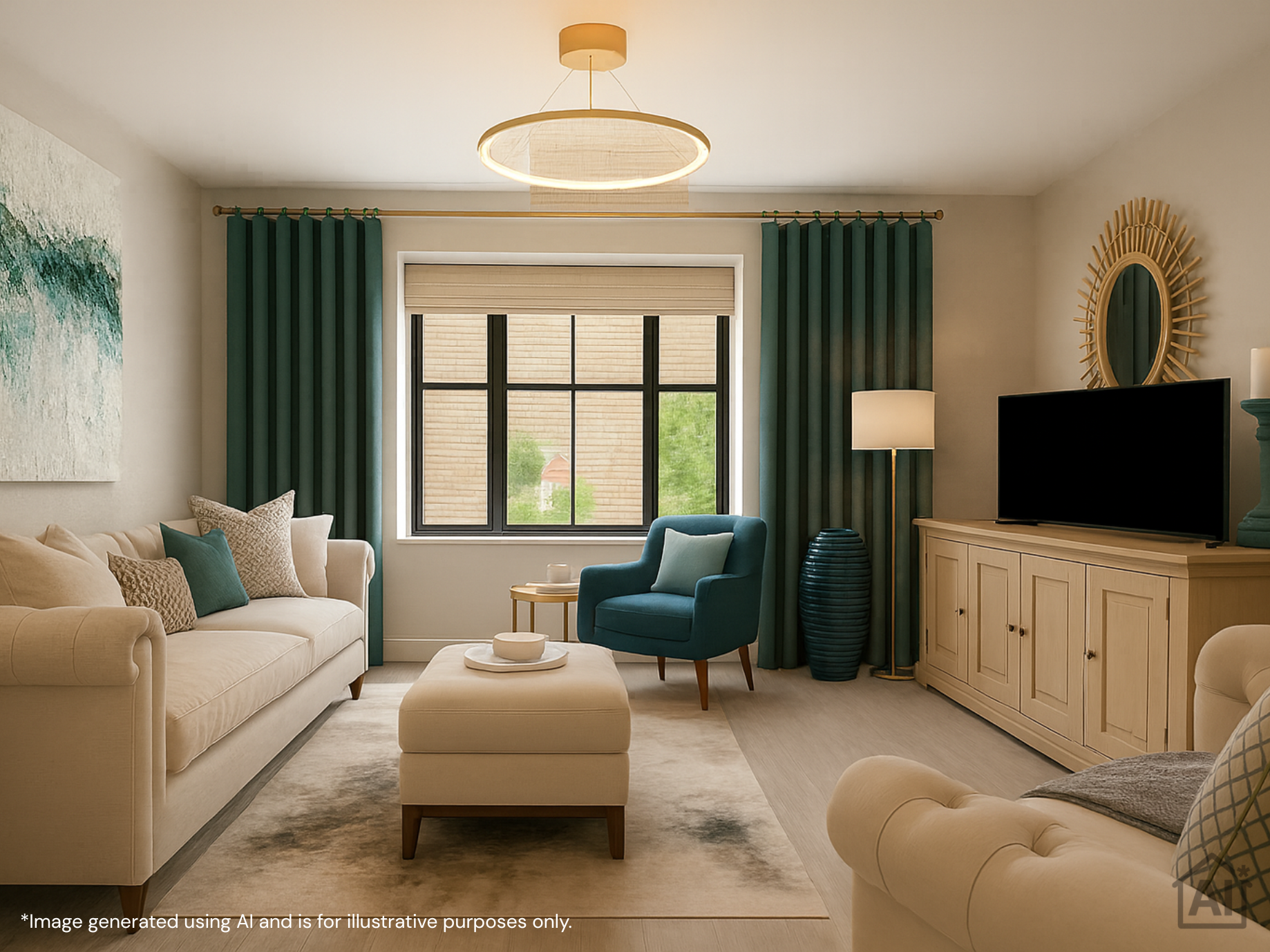 Brooklands Park apartment living room AI CGI