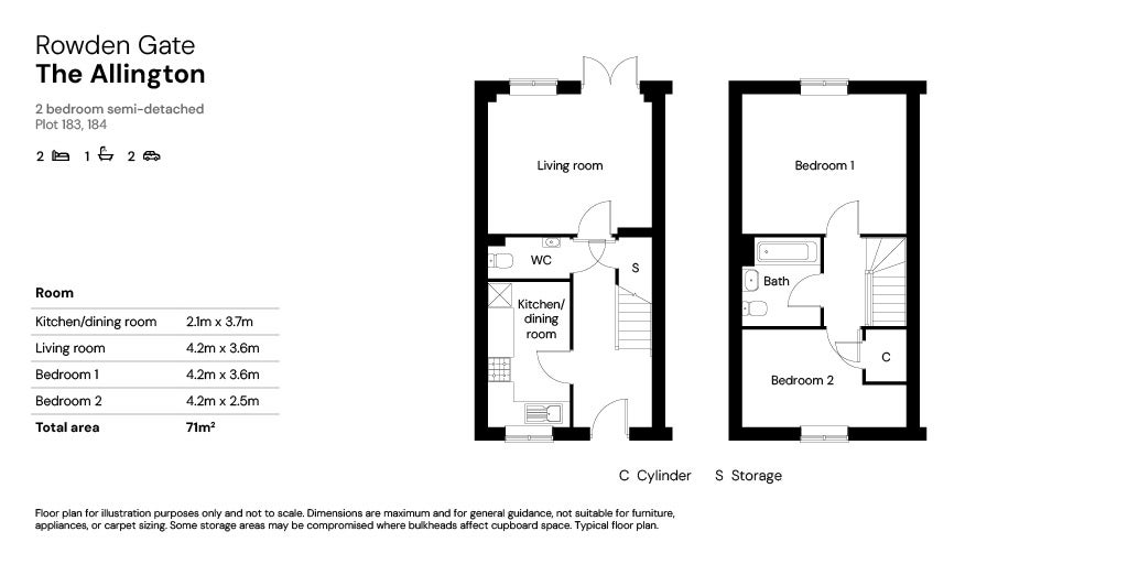 Floor plan for Plots 183 & 184
