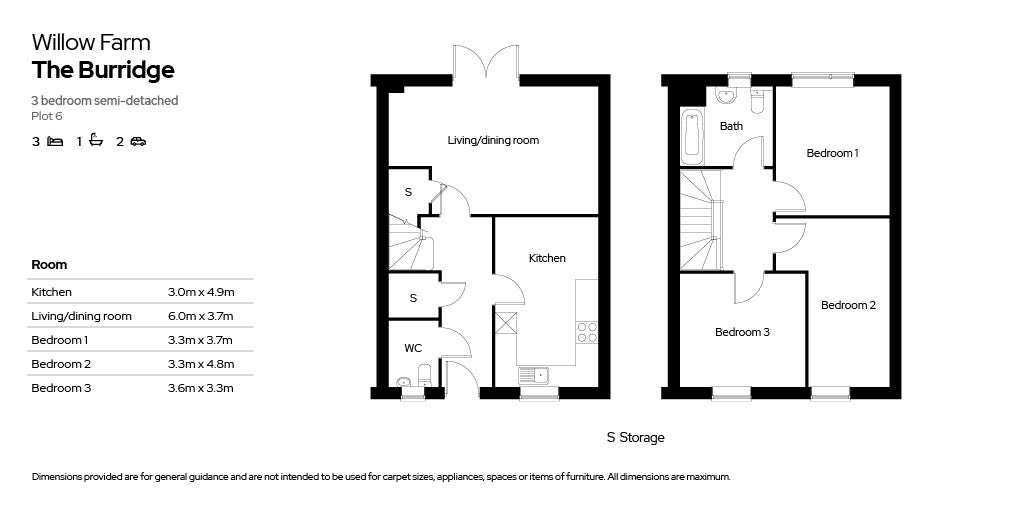 Floor plan for The Burridge property type (plot 6) at Willow Farm.