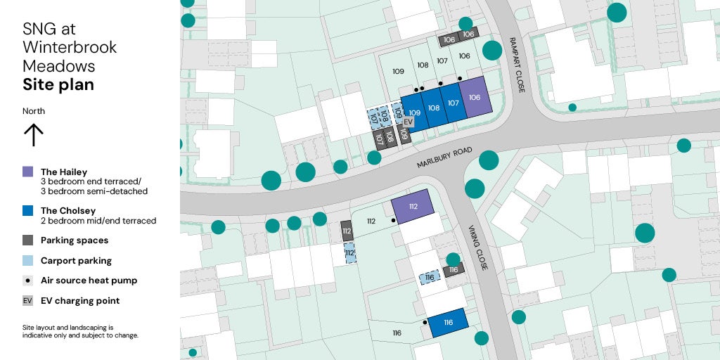 SNG at Winterbrook Meadows - site plan plots 106-109_112_116