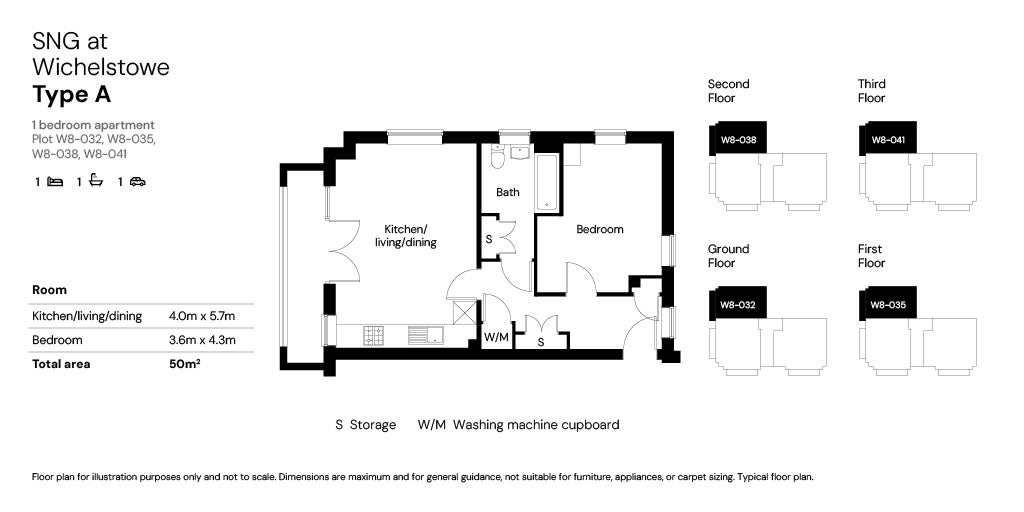 SNG at Wichelstowe - 1 bed Type A floor plan