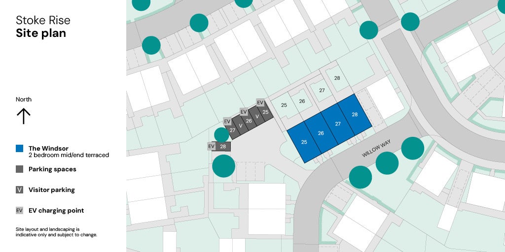 SNG at Stoke Rise site plan - Plots 25-28
