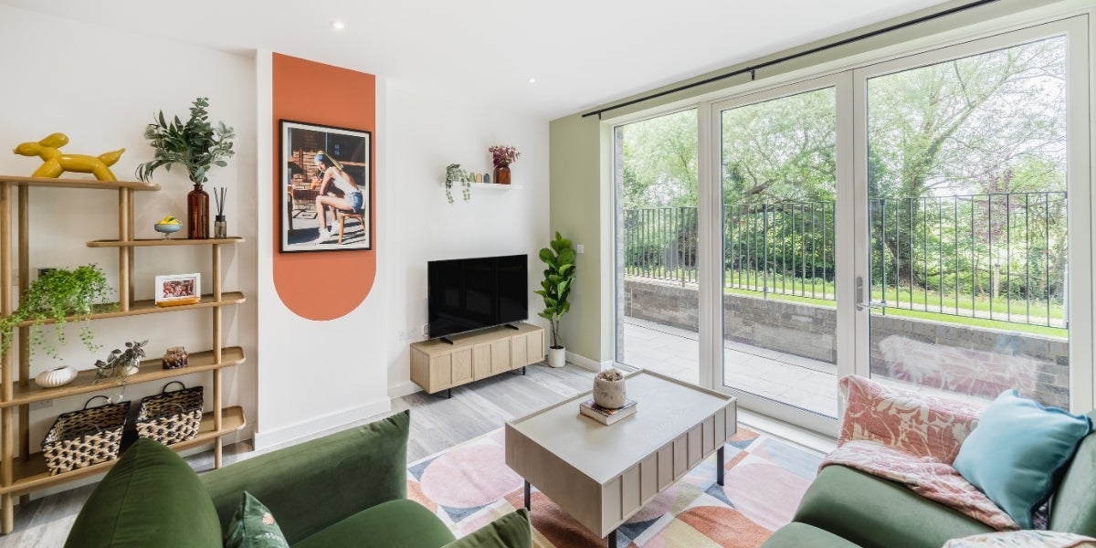 Photo of lounge and patio doors at Northwick Parkside