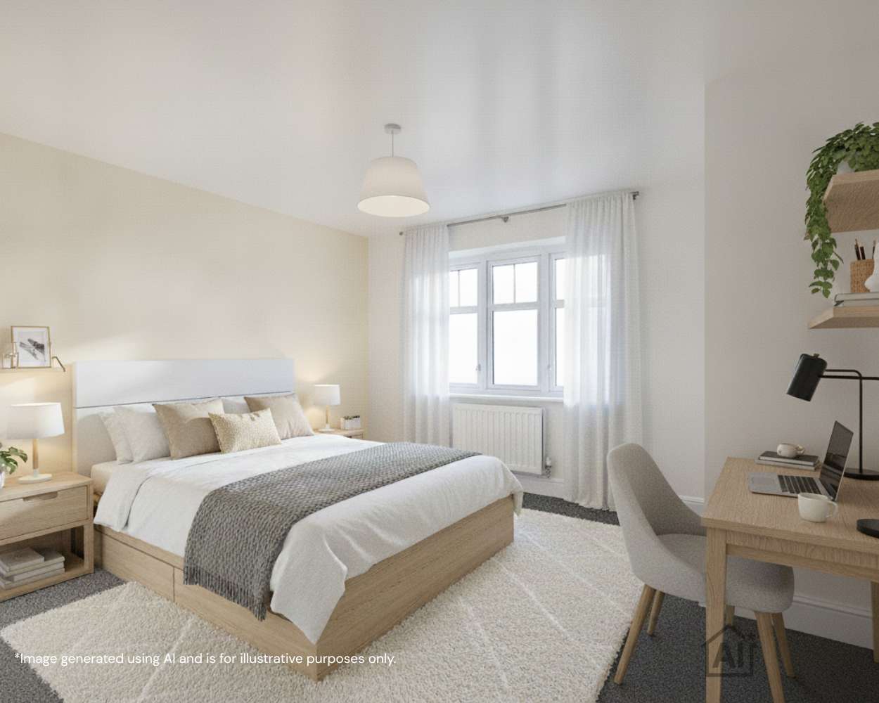 Marshalls Green AI CGI interior bedroom