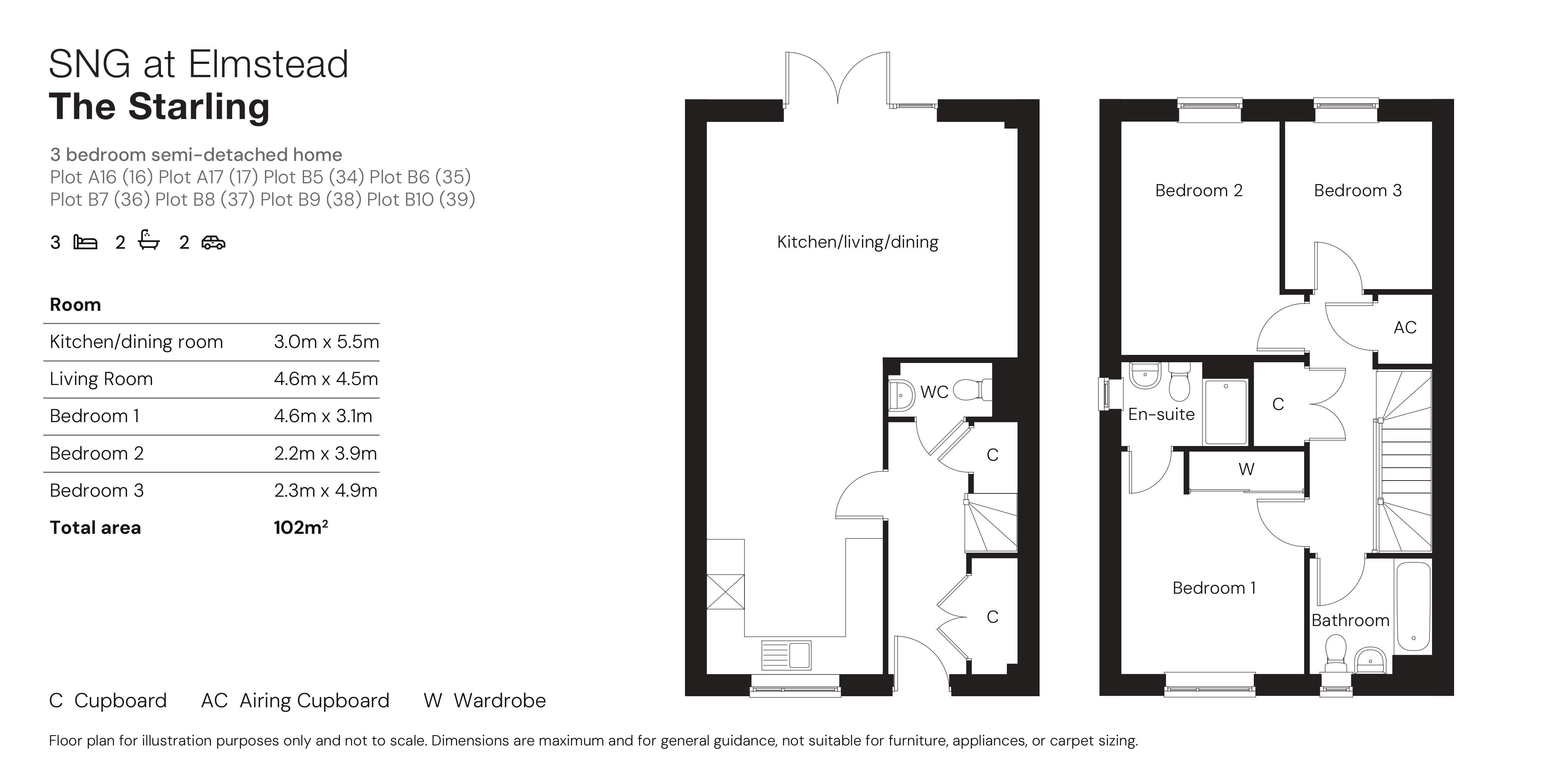 SNG at Elmstead - floor plan The Starling ((Plots B5 - B10 and A16 & A17, HT3CS)