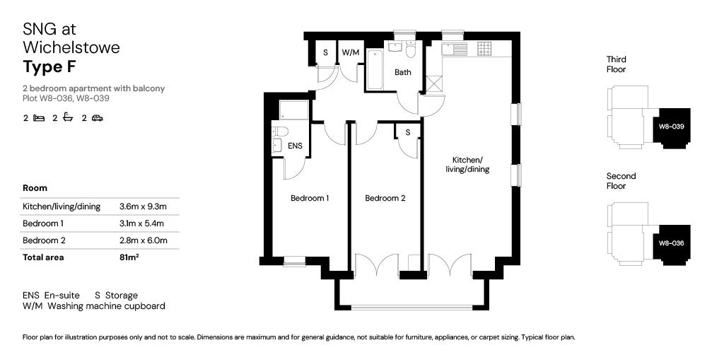 SNG at Wichelstowe - 2 bed Type F floor plan 