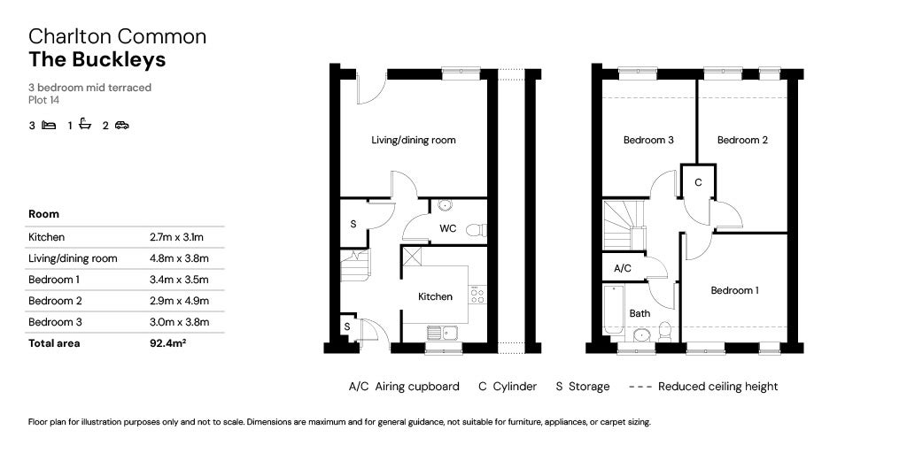SNG at Charlton Common floor plans - 3 bed house plot 14