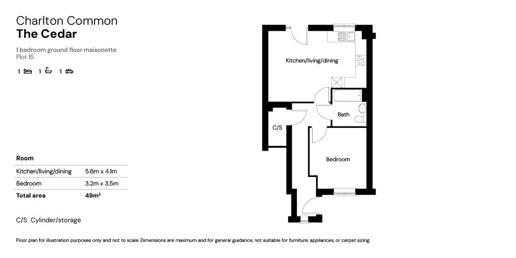 SNG at Charlton Common floor plans - 1 bed maisonette plot 15