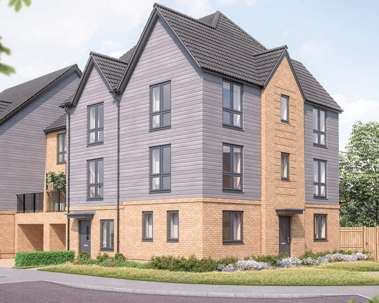 Exterior CGI showing The Redwood property type at Buckler's Park