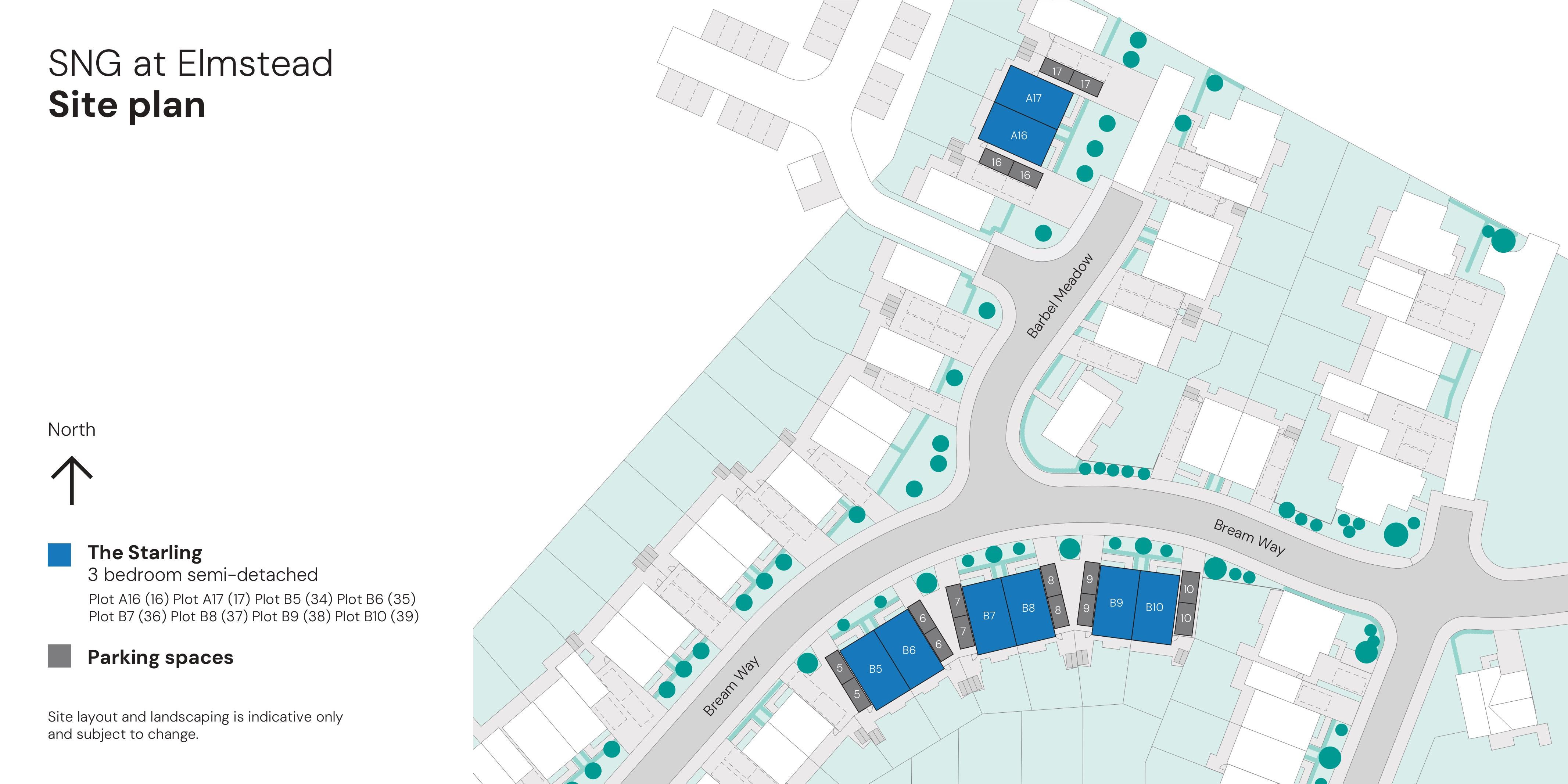 SNG at Elmstead - phase one site plan (Plots B5 - B10 and A16 & A17)