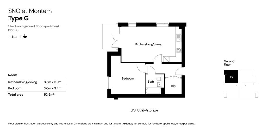 SNG at Montem, E1 BLOCK: Type G plot 110 floor plan