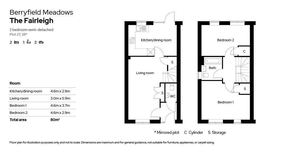 Berryfield Meadows 2 beds floor plans