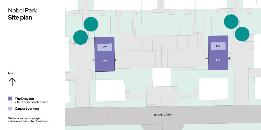 Site plan for plots 104 and 107 at Nobel Park.