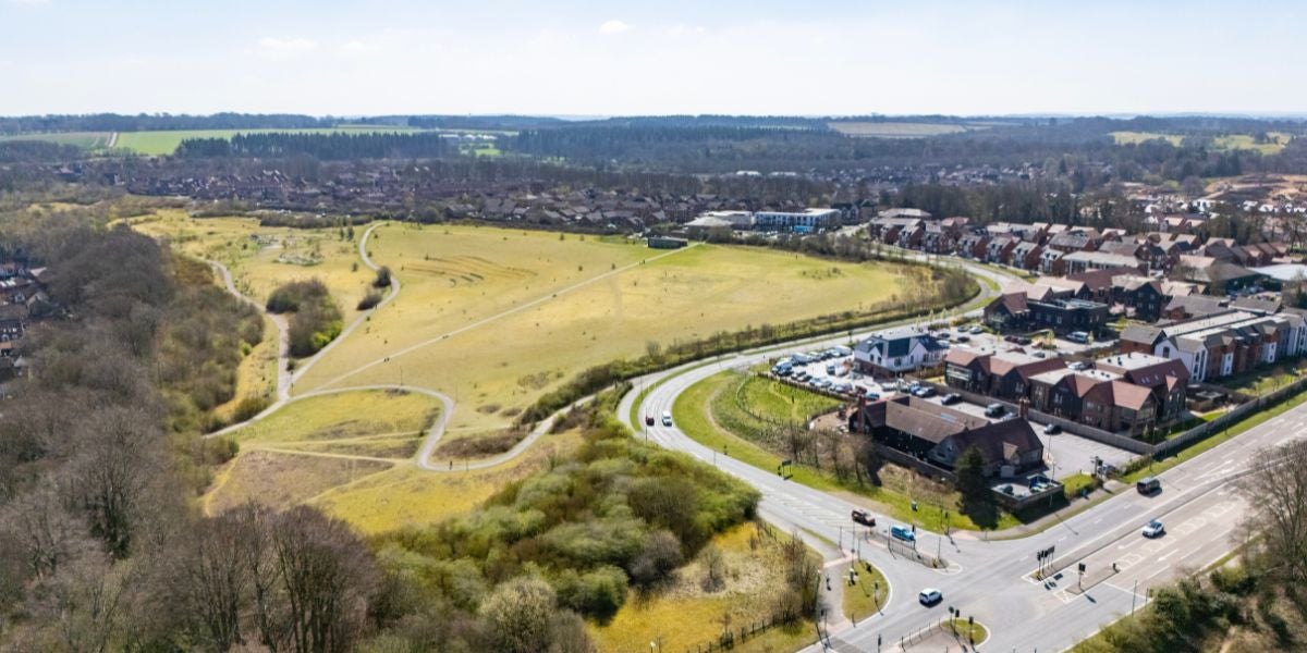Drone image showing the surrounding area