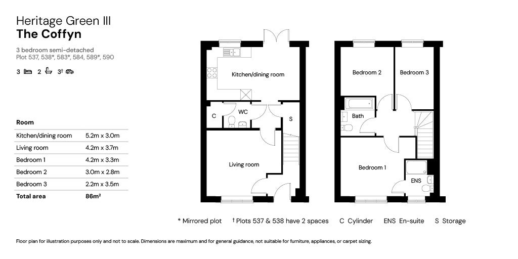 The Coffyn floor plan - Plots 537-538, 583-584 & 589-590