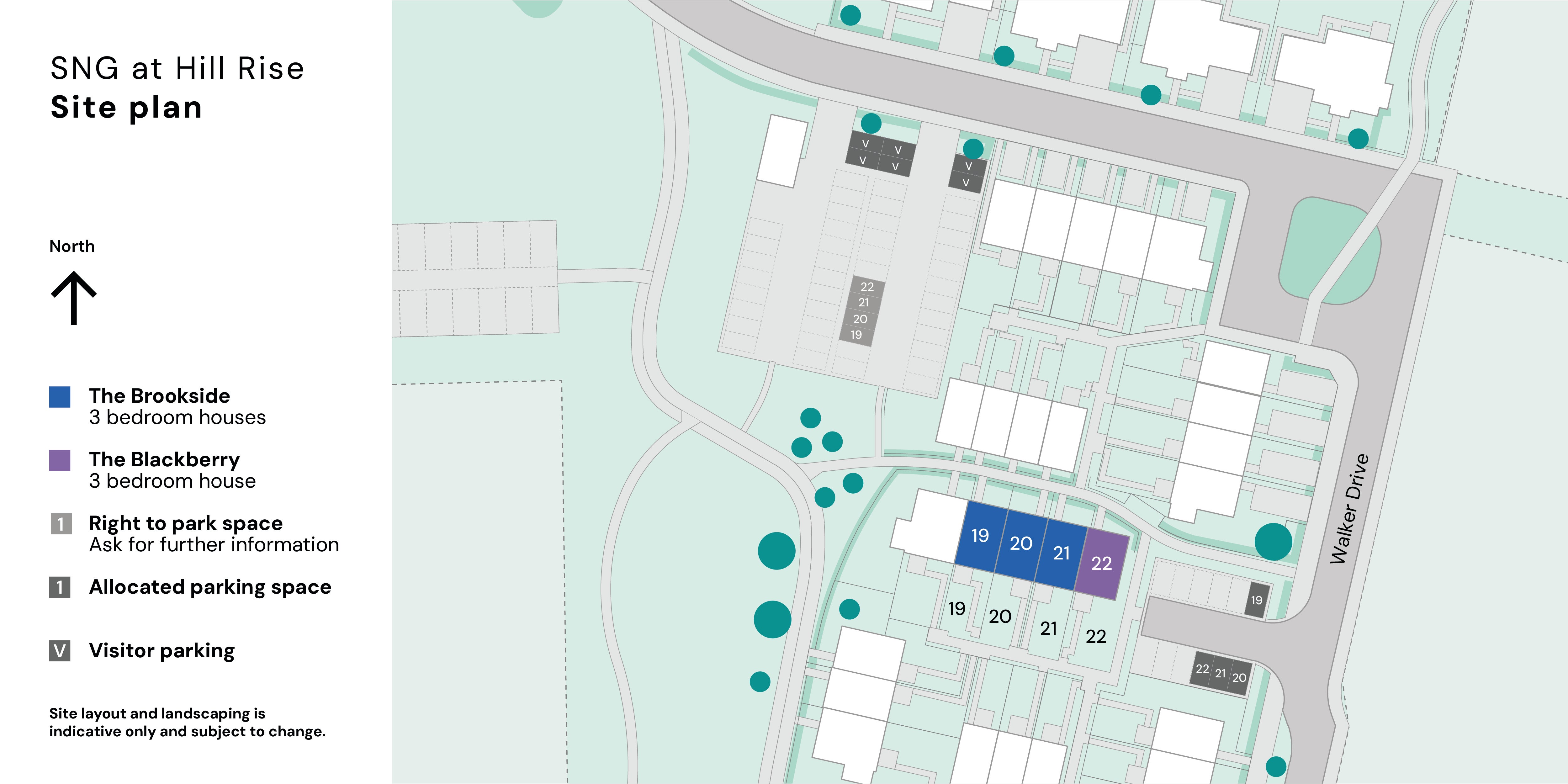 SNG at Hill Rise site plan - Plots 19-22