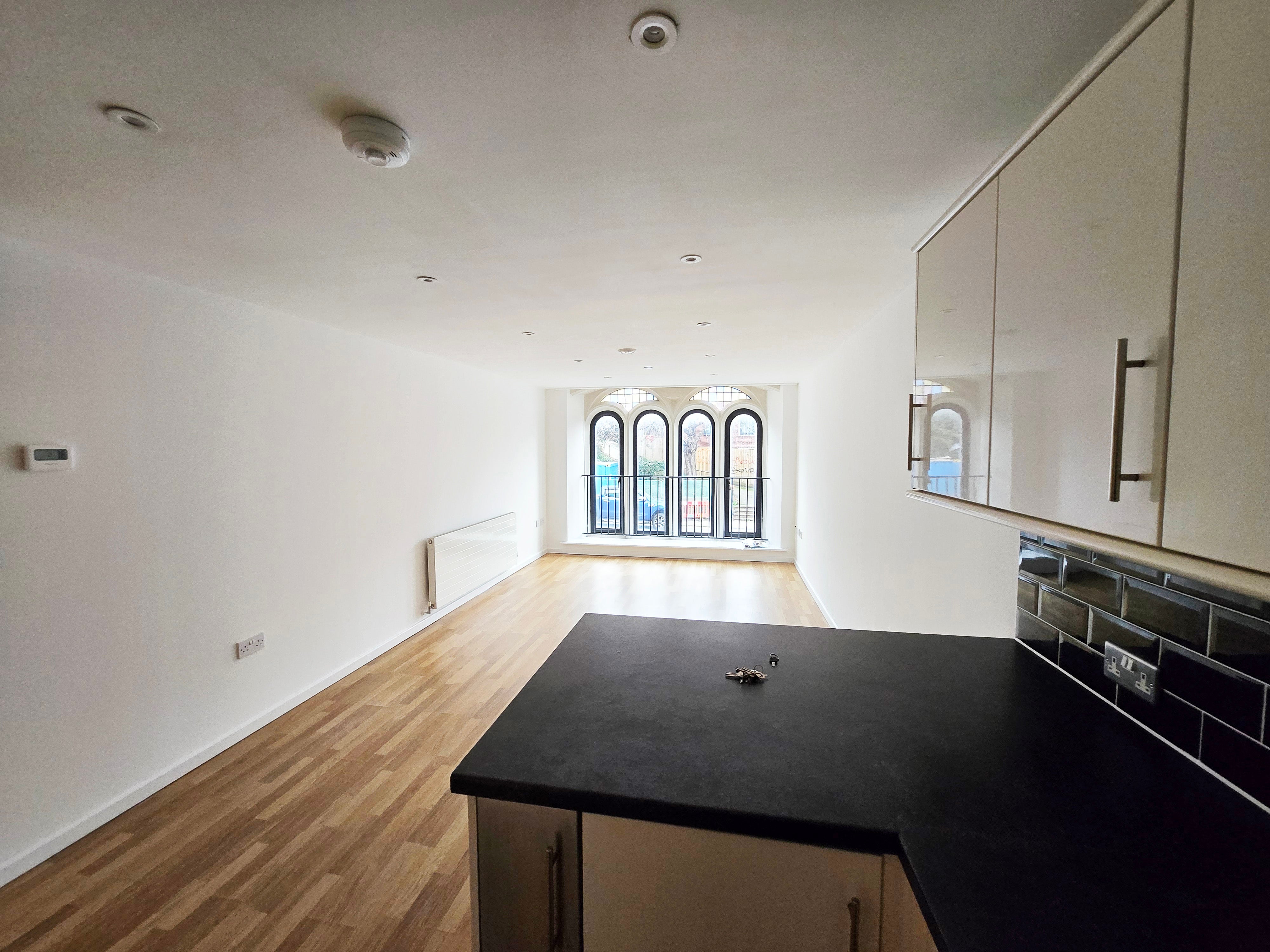 Living and kitchen area (facing the window).