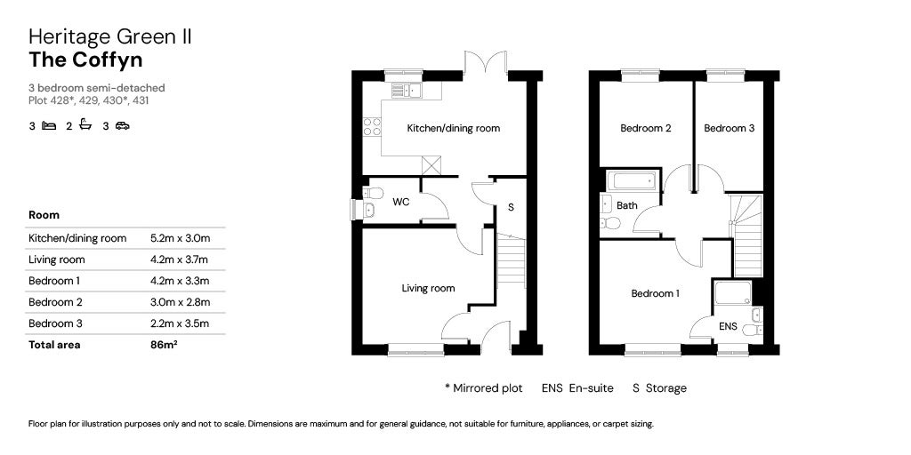 Heritage Green II 3 bed floor plan - Plots 428-431