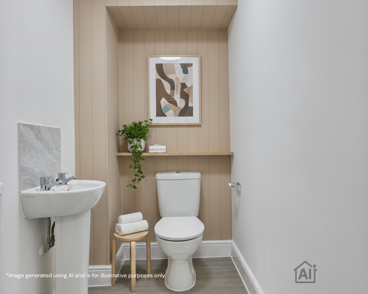 Marshalls Green AI CGI interior downstairs wc